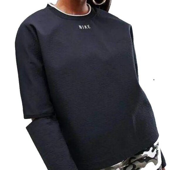 NIKE Tech Pack Cutout Elbow Crew Neck Pullover Black Sweatshirt Sportswear Med - Picture 5 of 10